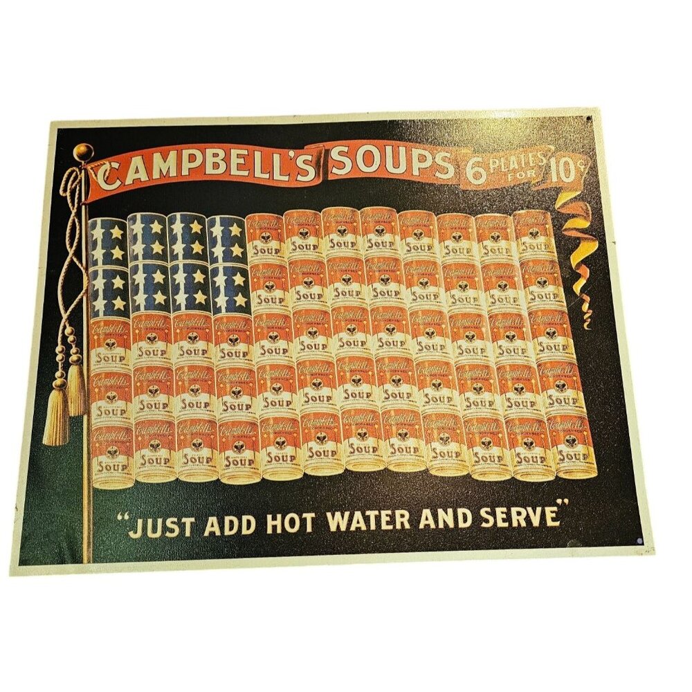 Campbell's Soups USA Flag Metal Tin Sign Vtg 2001 125th Anniversary 16"x12.25"
